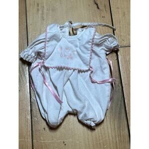 Vintage Corolle Baby Doll Outfit. White w/ Pink Trim.